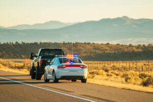 Utah Highway Patrol and stopped vehicle